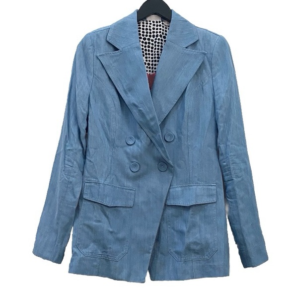 EVA MENDES Chambray 100% Lyocell Lightweight Blazer Size S - Picture 7 of 15